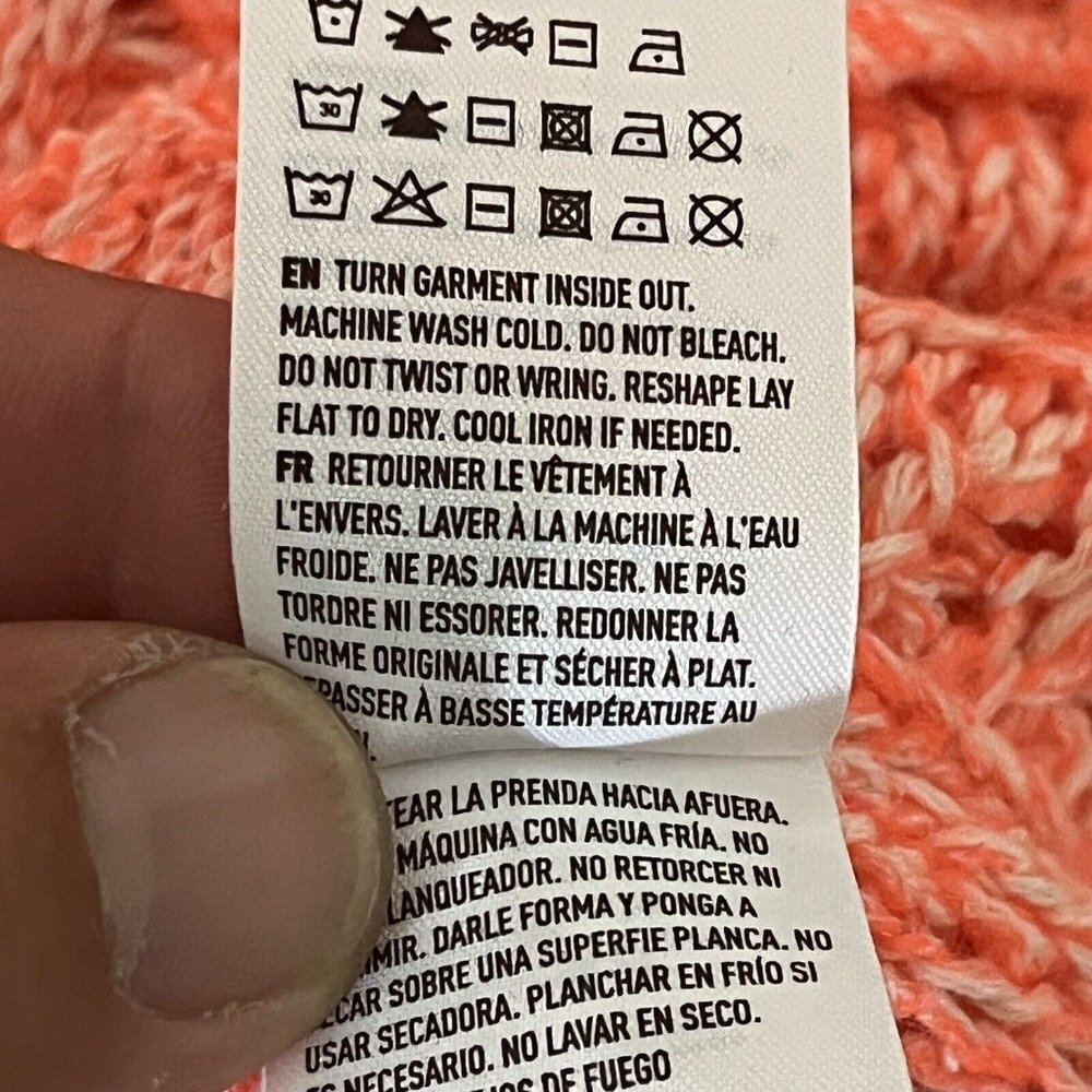 American Eagle Sweater Womens Medium Neon Orange Open Knit V Neck Tunic College - Picture 5 of 11